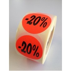 Etiket Ø35mm fluor rood 20% 500/rol Td27511720